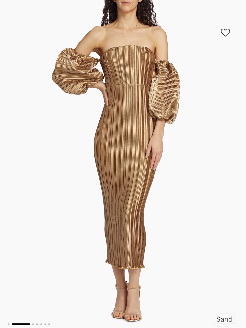 NWT L'Idee Sirene Midi-Dress 10 Pleated Satin Off Shoulder Elegant Formal Event